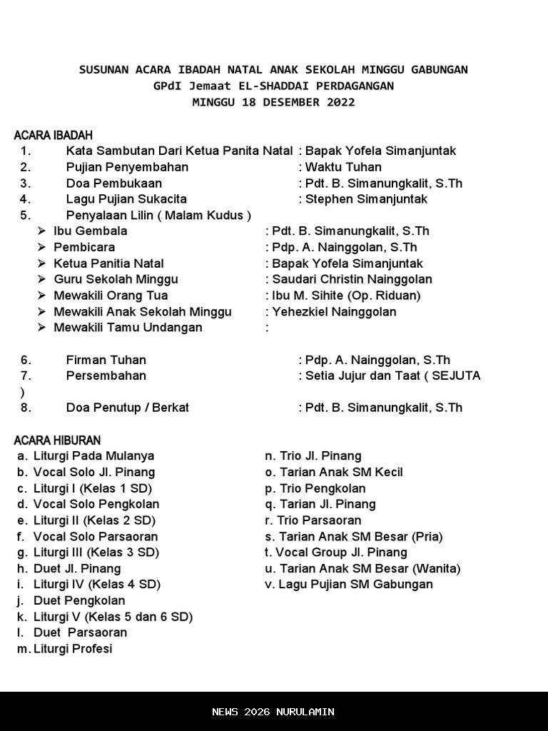 Susunan Acara Natal Singkat dan Formal untuk Sekolah