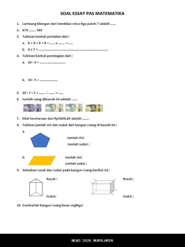 50 Soal UAS Matematika Kelas 2 Semester 1 Kurikulum Merdeka + Jawaban