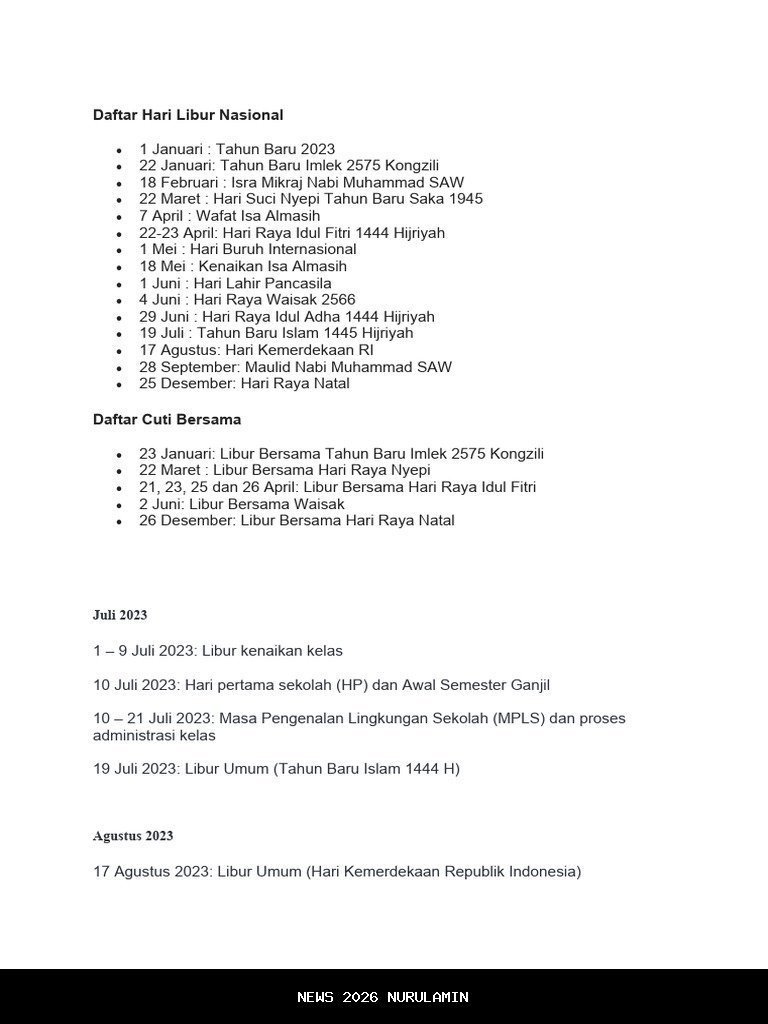 Daftar Libur Nasional 2026, Catat Segera! Masyarakat Priangan Timur Jangan Sampai Ketinggalan