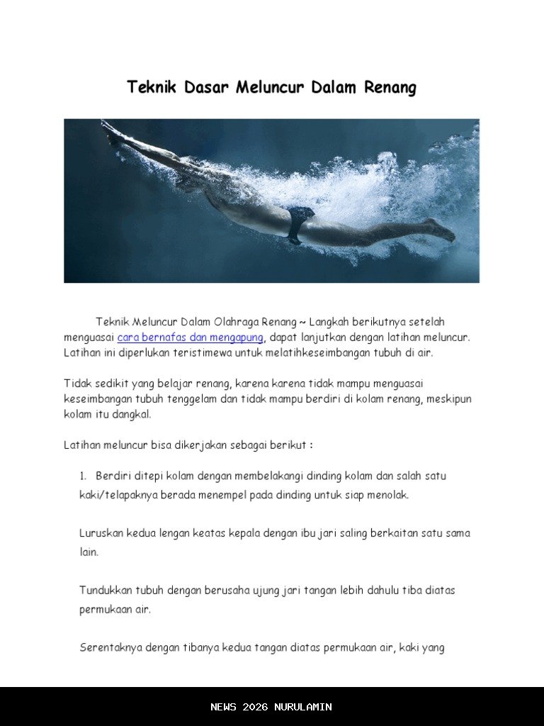 Mengenal Gerakan Meluncur dalam Belajar Renang untuk Pemula