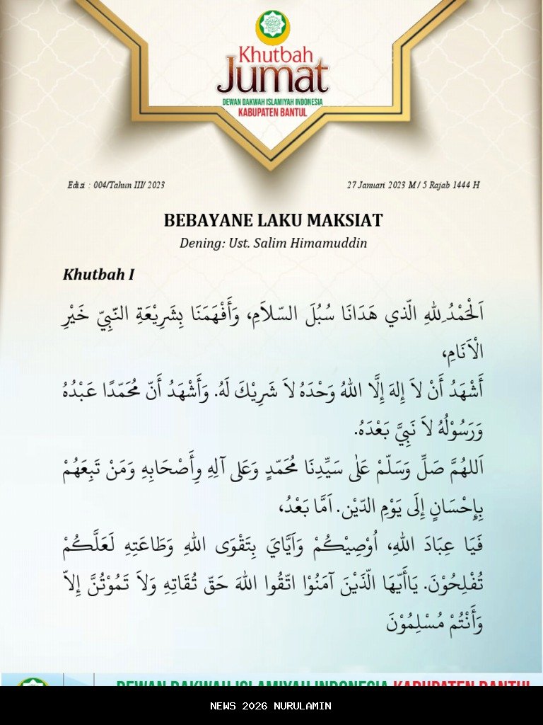 Contoh Khutbah Jumat 2 Januari 2026 dalam Bahasa Sunda, Lengkap dengan PDF