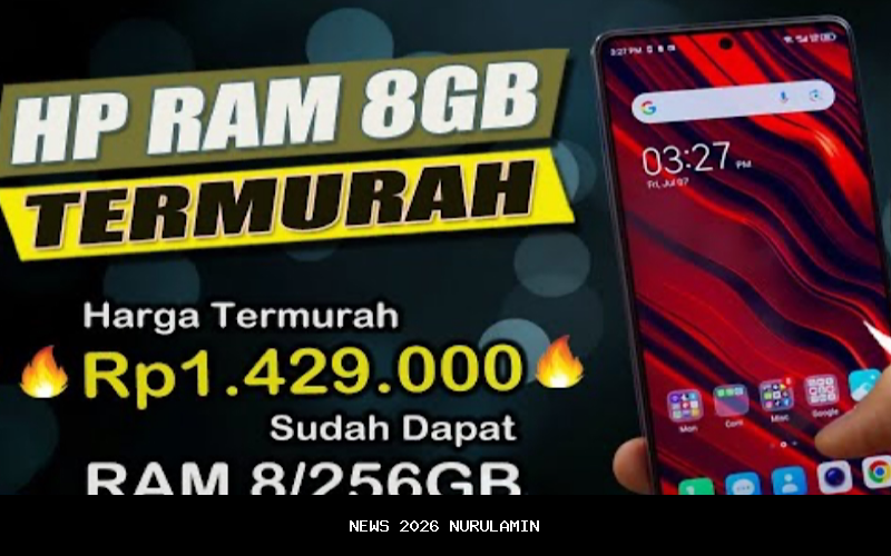 HP Murah 1 Jutaan dengan RAM 8GB dan Baterai Besar