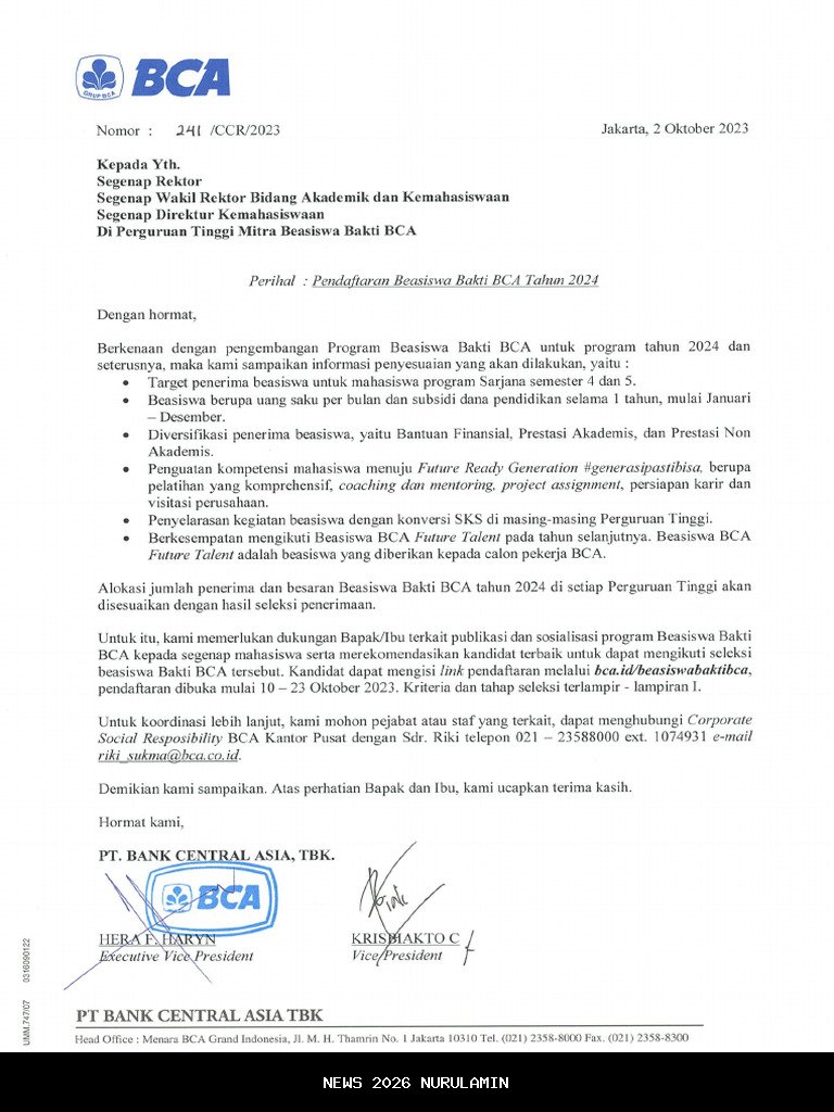 Persyaratan Pendaftaran Beasiswa PPTI BCA 2026 untuk Lulusan SMA dan SMK